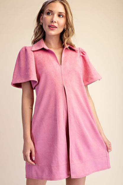 Pretty in Pink Suede Dress