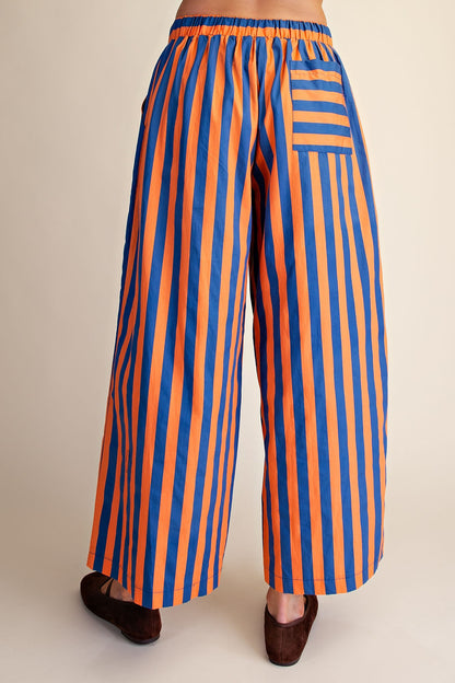 Orange & Blue Saturday Striped Pants