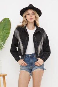 Black Chevron Fringe Jacket