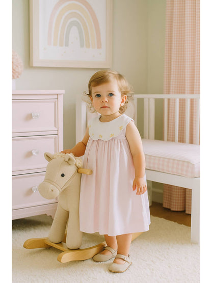Pink Dress W/Embroidered Flowers