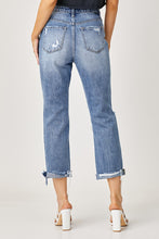 High Rise Distressed Straight Leg Jeans
