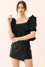 Black Monochromatic Textured Top