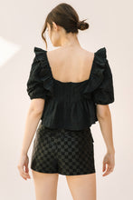Black Monochromatic Textured Top