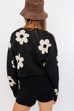 Black Daisy Cropped Sweater