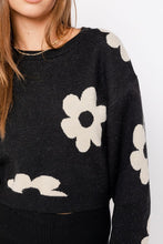 Black Daisy Cropped Sweater