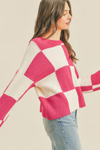 Hot Pink Oversized Checker Sweater