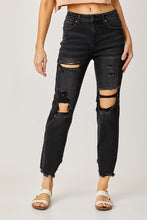 Black Mid Rise Boyfriend Jeans
