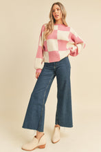 Light Pink Oversized Checker Sweater