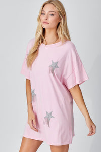 Pink Star T Shirt Dress