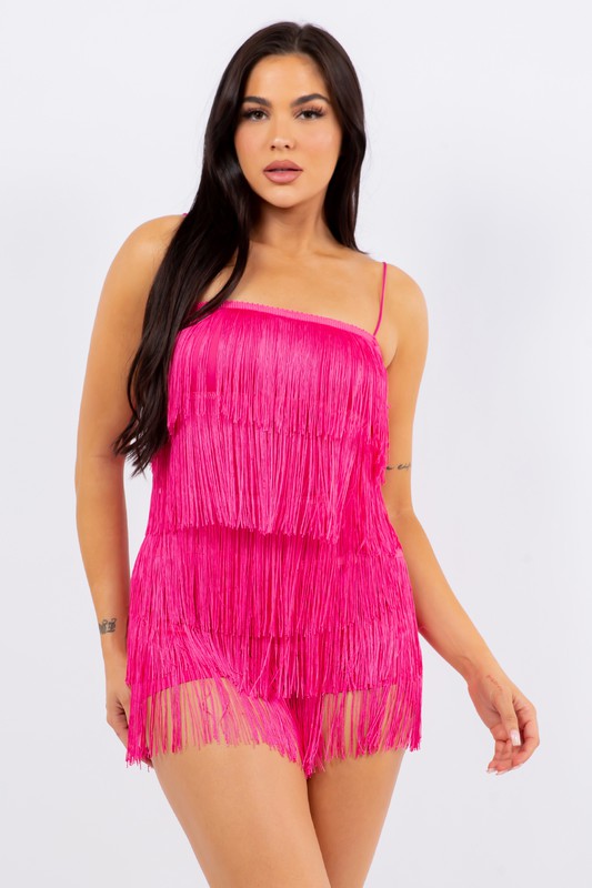 Fuchsia Fringe Romper