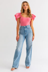 Pink Ruffle Sleeve Bodysuit