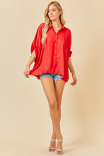 Red Satin Oversized Top