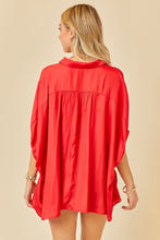 Red Satin Oversized Top