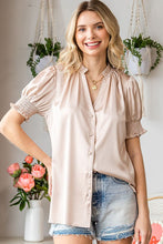 Beige Satin Button Down