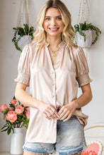 Beige Satin Button Down
