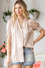 Beige Satin Button Down