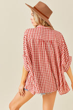 Red/Cream Gingham Oversized Top