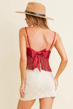 Burgundy Fringe Tie Back Top