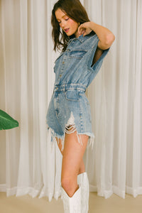 Denim Distressed Romper