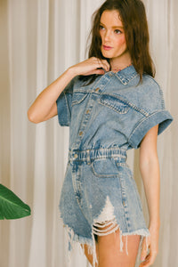 Denim Distressed Romper