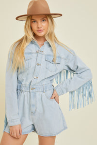 Denim Fringe Romper