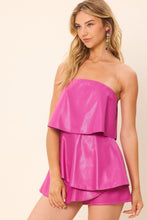 Magenta Faux Leather Romper