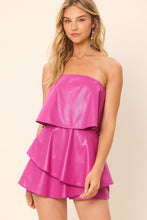 Magenta Faux Leather Romper