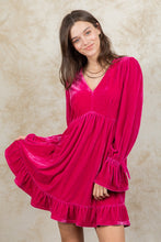 Fuchsia Velvet Babydoll Dress