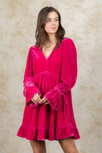 Fuchsia Velvet Babydoll Dress