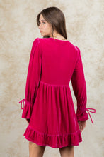 Fuchsia Velvet Babydoll Dress