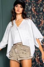 Ivory V Neck Raw Edge Top