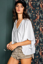 Ivory V Neck Raw Edge Top