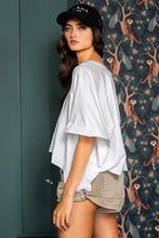 Ivory V Neck Raw Edge Top