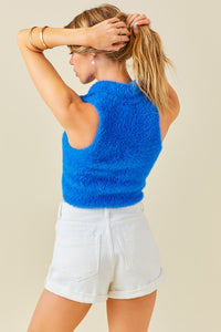 Royal Fuzzy Cropped Sweater