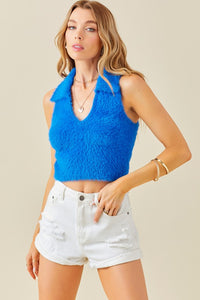 Royal Fuzzy Cropped Sweater
