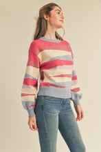 Multi Color Balloon Sleeve Sweater