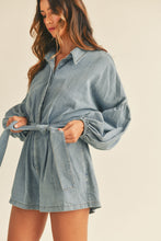 Denim Balloon Sleeve Romper