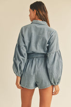 Denim Balloon Sleeve Romper
