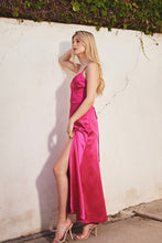 Fuchsia Satin Maxi Dress