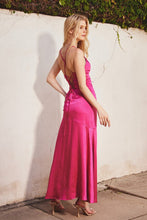 Fuchsia Satin Maxi Dress