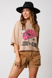 Taupe Cowgirl Crop Tee