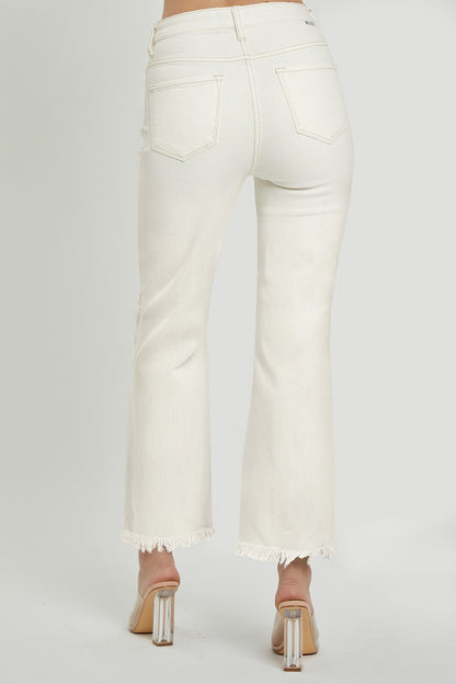 Off White High Rise Distressed Pants