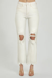 Off White High Rise Distressed Pants