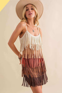 Multi Color Western Fringe Stud Dress