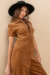 Camel Corduroy Jumpsuit