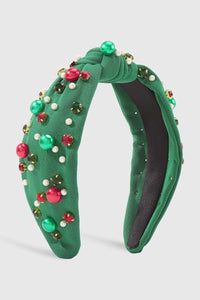 Green Christmas Rhinestone/Pearl Headband