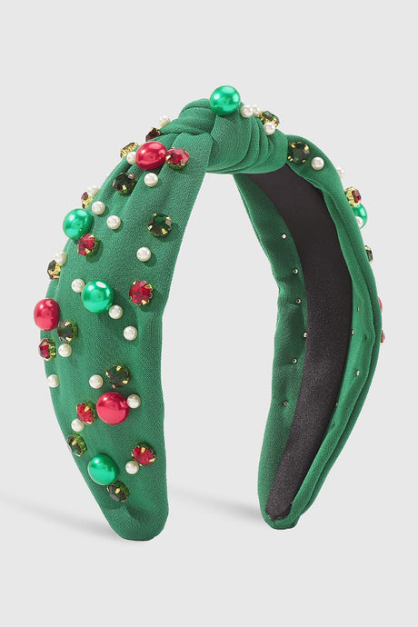 Green Christmas Rhinestone/Pearl Headband