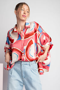 Timeless Treasure Printed Button Up Top