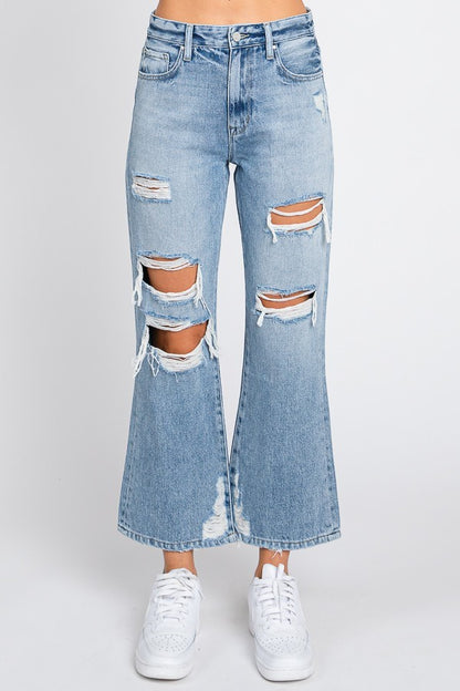 Distressed High Rise Vintage Crop Flare
