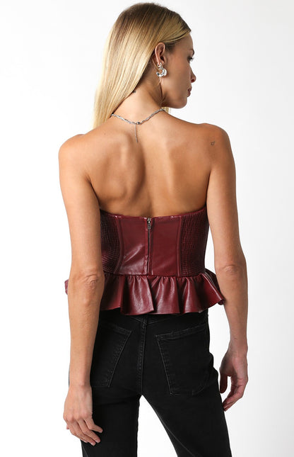 The Wine & Dine Pleather Strapless Top